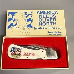 Semper Fidelis Pocket Knife Oliver North Frost Cutlery Rare Vintage Memorabilia